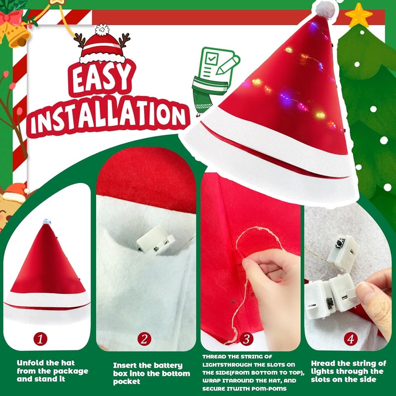 Angooni Universal Christmas Car Hat with Lights - 35" D x 33" H Festive Santa Roof Topper with Suction Cups, Zip Ties & Ribbons for Easy Secure Installation, Suitable for Jeeps, Trucks, Golf Carts - Image 5